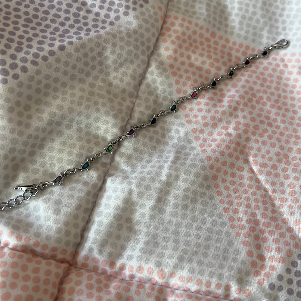 Multi stone dolphin anklet